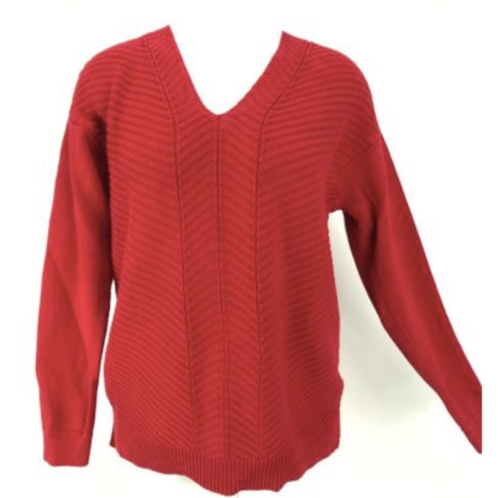 Chaps Womens Size Medium Red V Neck Sweater